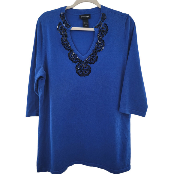 LANE Bryant Jeweled Tunic Sweater 3/4 Sleeves Size 14/16W PLUS - Picture 1 of 6